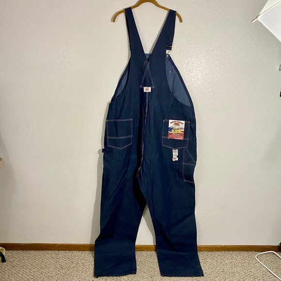 NEW Round House Denim Bib Overalls Men’s Size 50x34 100% Cotton Made in USA - Picture 4 of 13